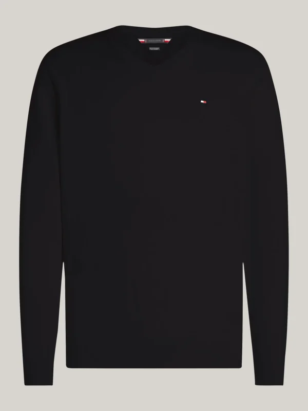 Tommy Hilfiger Pullover mit Kaschmir und V-Ausschnitt BLACK Discount