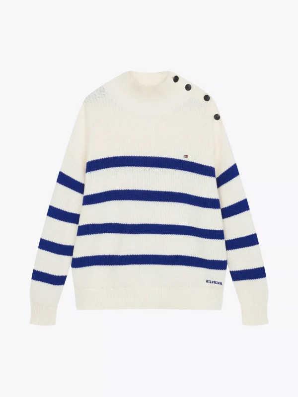 Tommy Hilfiger Pullover mit Mock-Rollkragen IVORY PETAL/WEDGE BLUE STRIPE Hot