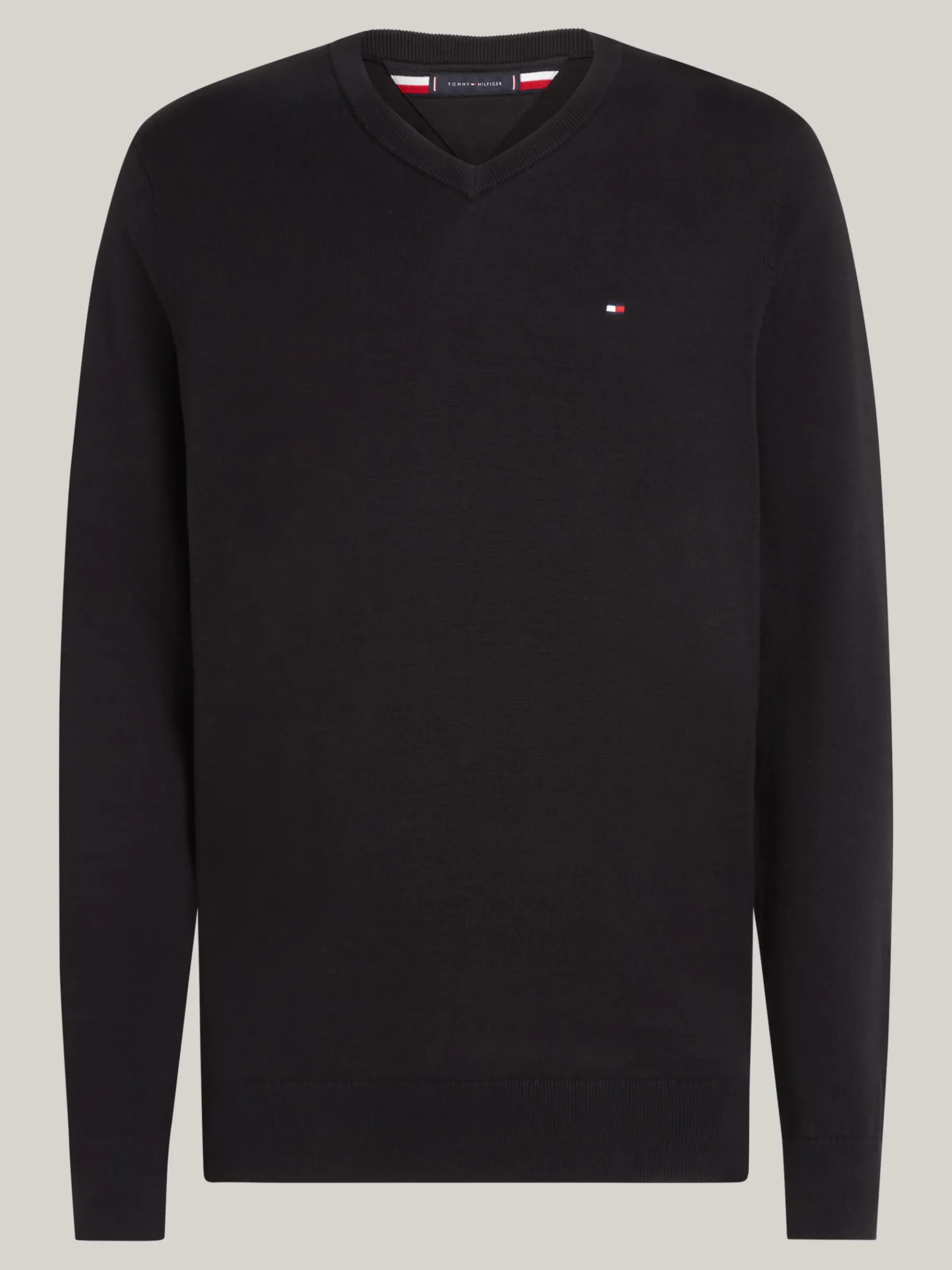 Tommy Hilfiger Pullover mit V-Ausschnitt und Flag-Stickerei BLACK Best