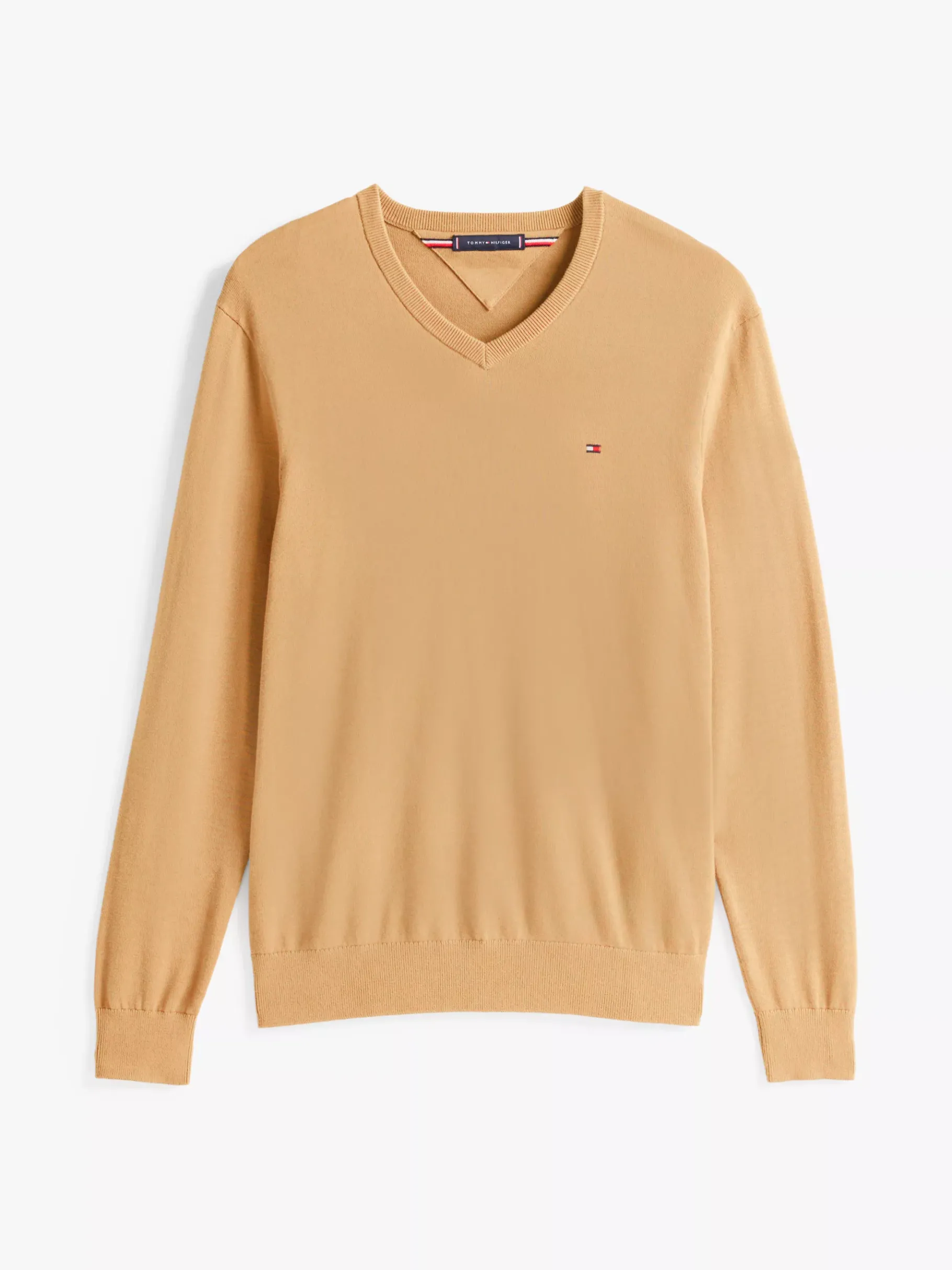 Tommy Hilfiger Pullover mit V-Ausschnitt und Flag-Stickerei SAFARI CANVAS Shop