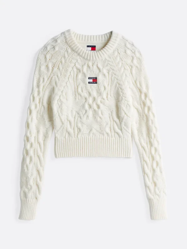 Tommy Hilfiger Pullover mit Zopfmuster und Sternen ANCIENT WHITE Cheap