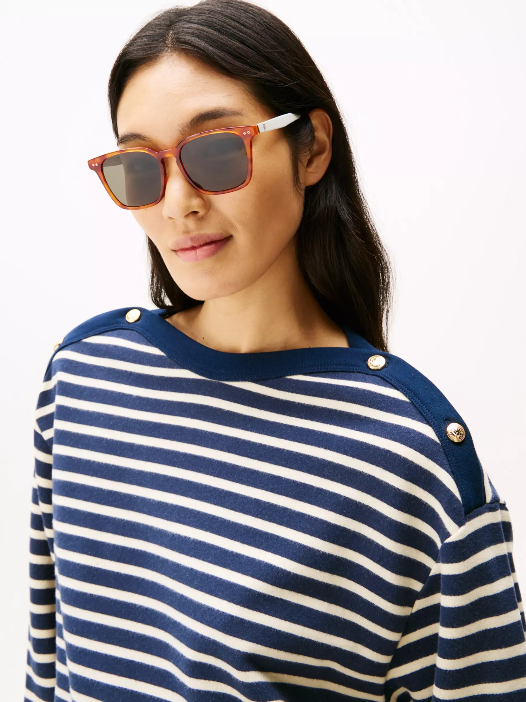 Tommy Hilfiger Quadratische Sonnenbrille mit TH-Monogramm RED HAVANA Best Sale