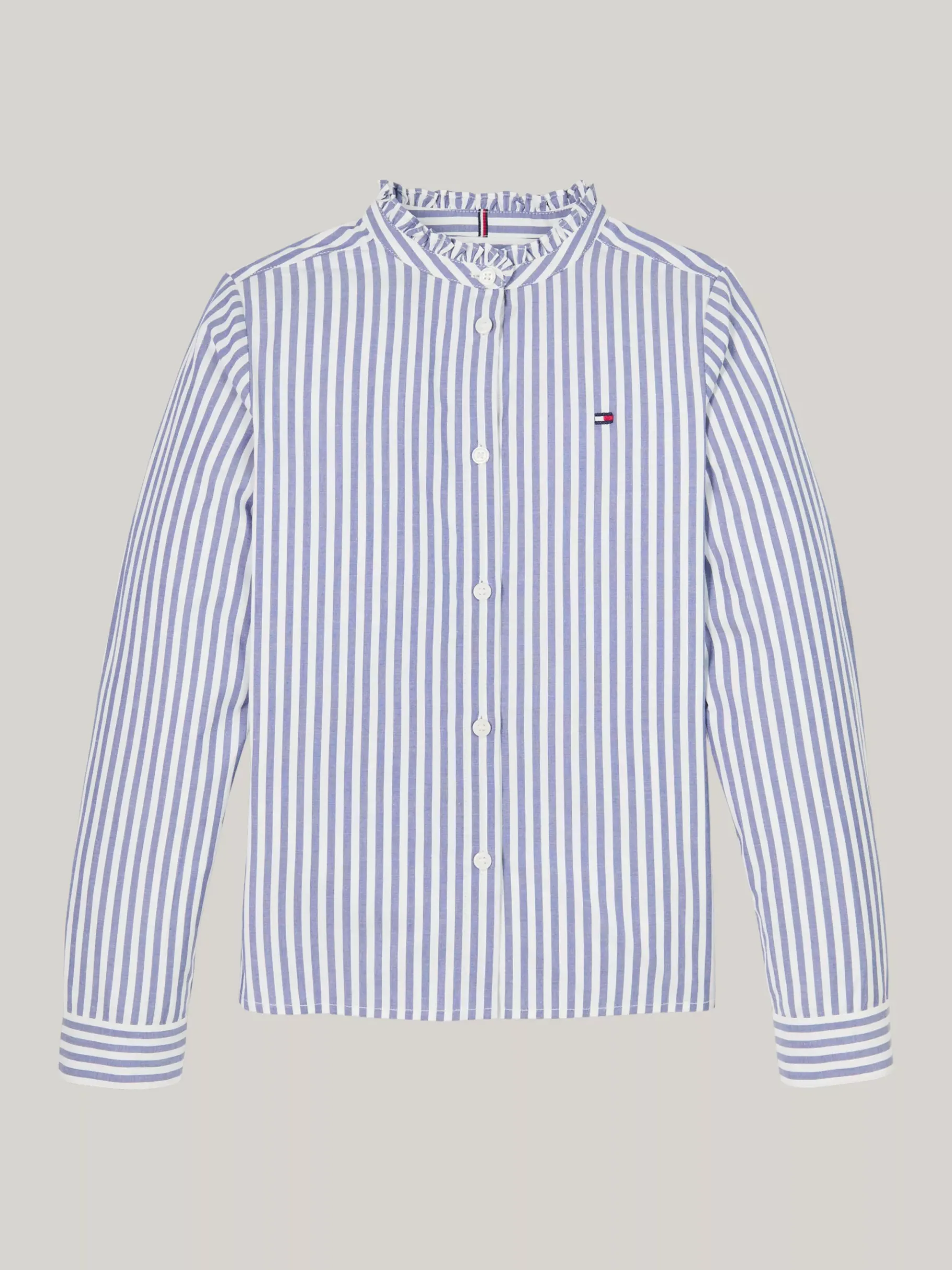 Tommy Hilfiger Regular Fit Bluse mit Rüschenkragen MID BLUE / OPTIC WHITE Online