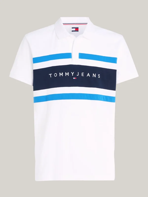 Tommy Hilfiger Regular Fit Color Block-Poloshirt mit Logo WHITE New