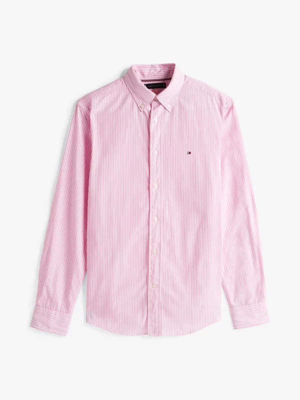 Tommy Hilfiger Regular Fit gestreiftes Popeline-Hemd CLASSIC PINK / OPTIC WHITE Best