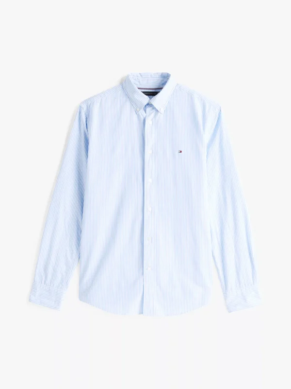 Tommy Hilfiger Regular Fit gestreiftes Popeline-Hemd SWEET BLUE / OPTIC WHITE Cheap