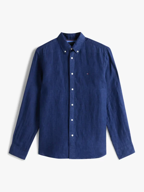 Tommy Hilfiger Regular Fit Hemd aus reinem Leinen CARBON NAVY Outlet