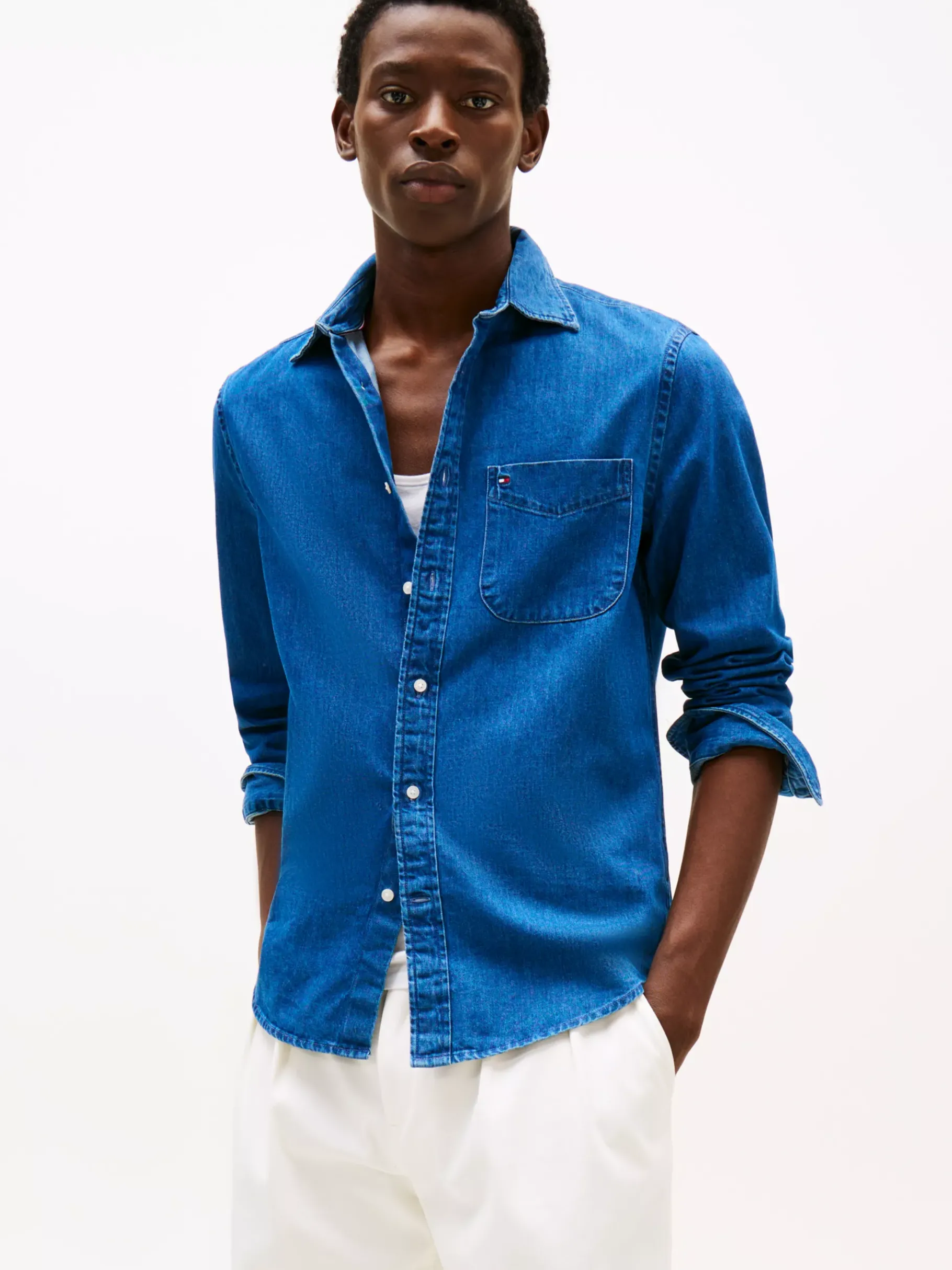 Tommy Hilfiger Regular Fit Jeanshemd DARK BLUE DENIM New