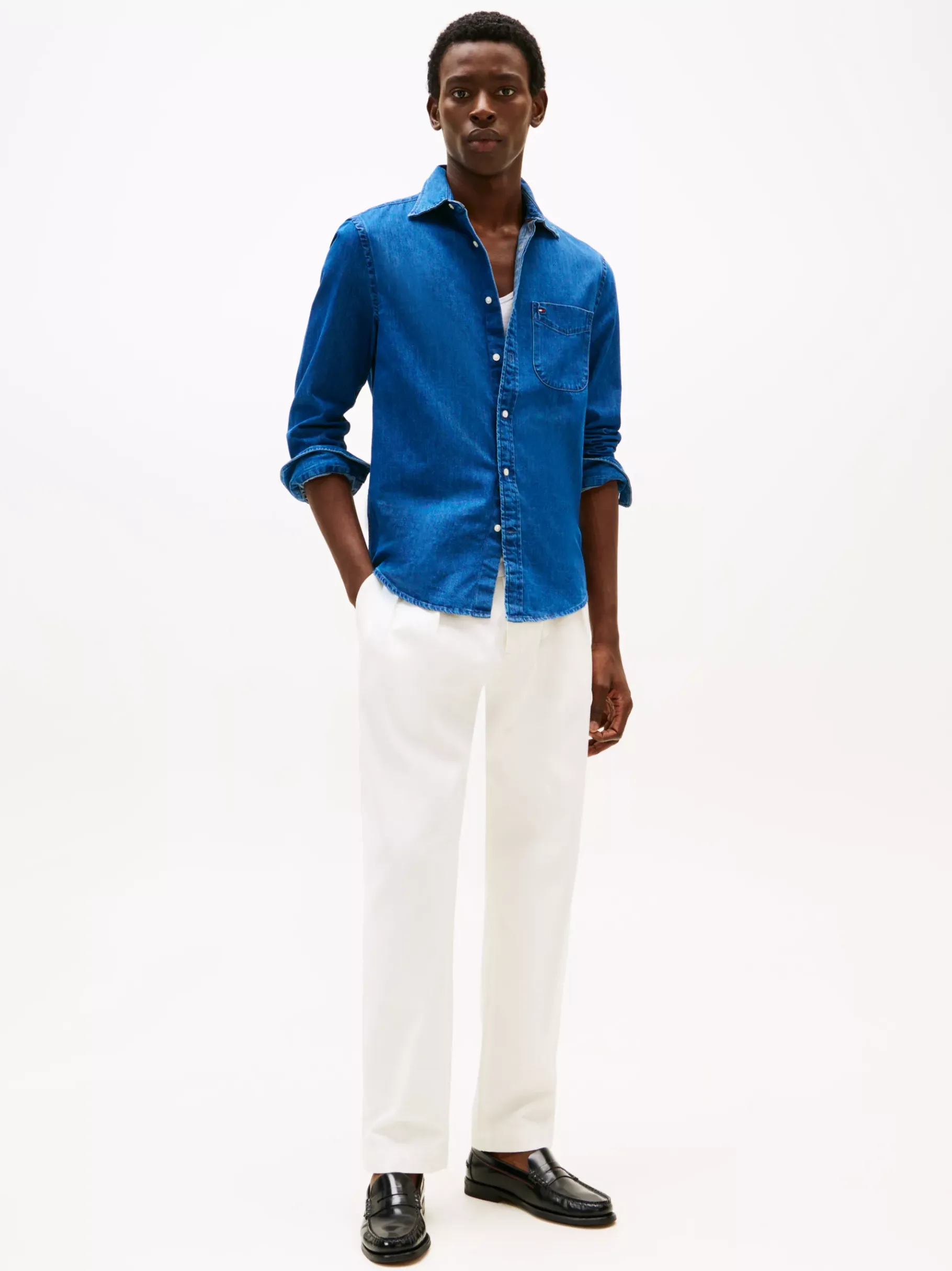 Tommy Hilfiger Regular Fit Jeanshemd DARK BLUE DENIM New