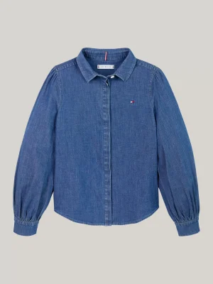 Tommy Hilfiger Regular Fit Jeanshemd mit Puffärmeln DARK DENIM Cheap