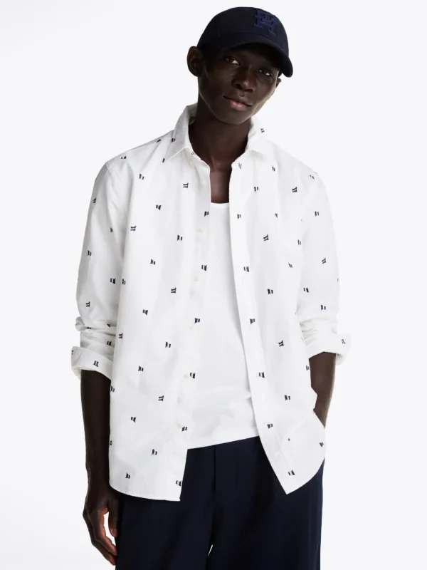 Tommy Hilfiger Regular Fit Oxford-Hemd OPTIC WHITE ALLOVER Best Sale