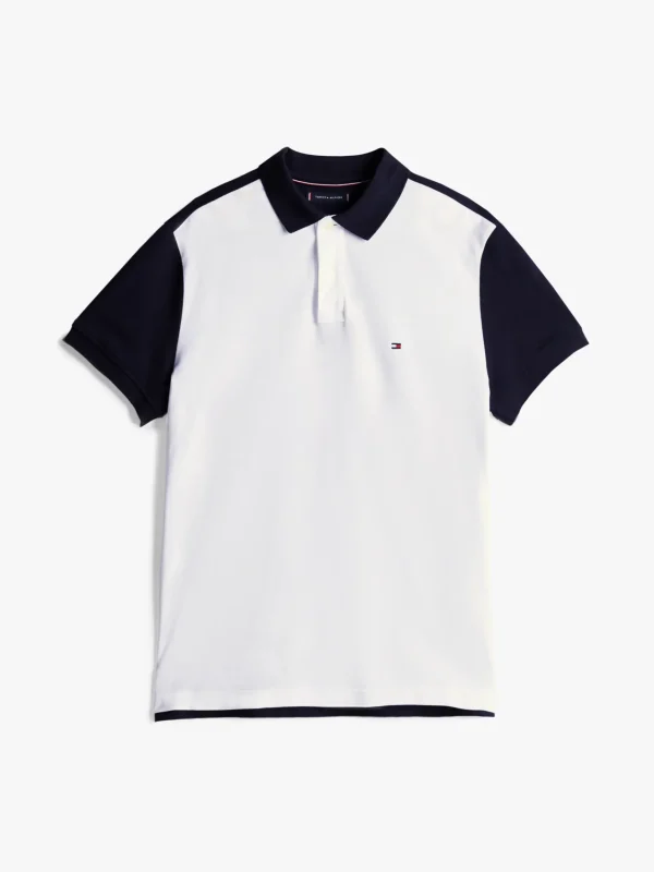 Tommy Hilfiger Regular Fit Poloshirt im Color Block-Design DESERT SKY/WHITE Hot