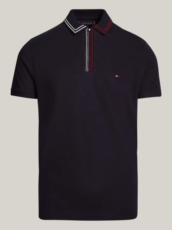 Tommy Hilfiger Regular Fit Poloshirt mit Reißverschluss DESERT SKY Cheap