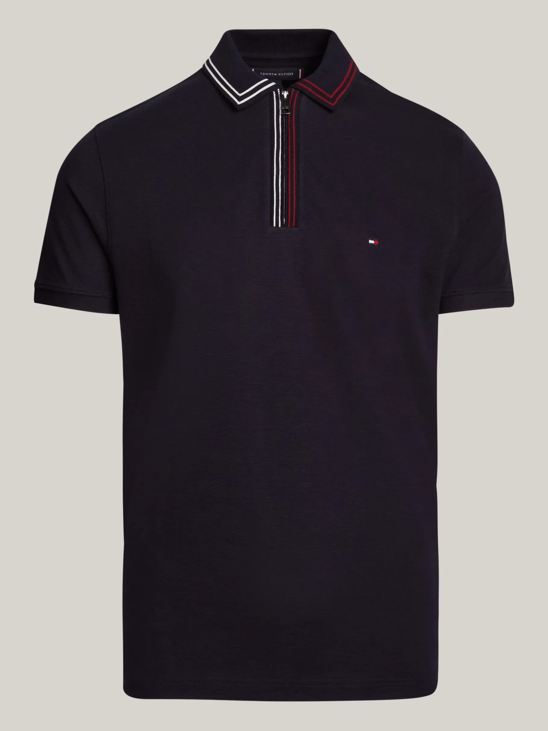 Tommy Hilfiger Regular Fit Poloshirt mit Reißverschluss DESERT SKY Cheap