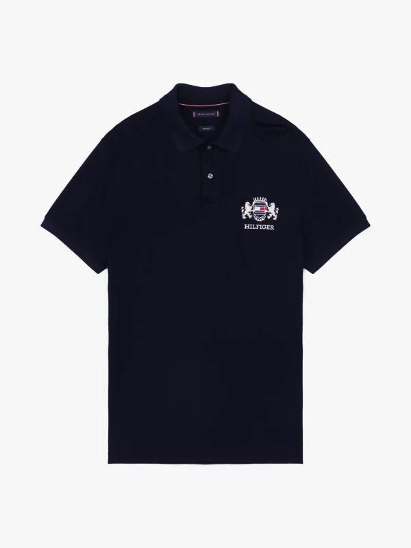 Tommy Hilfiger Regular Fit Poloshirt mit Wappen-Stickerei DESERT SKY Best Sale