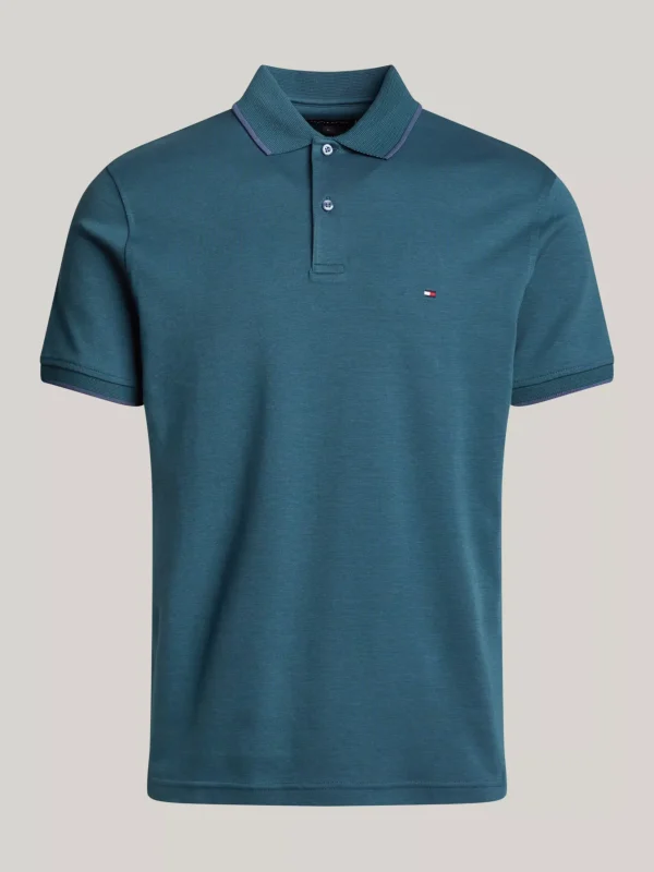 Tommy Hilfiger Regular Fit Poloshirt mit Kontrast-Details ORNAMENTAL GREEN / AEGEAN SEA Outlet
