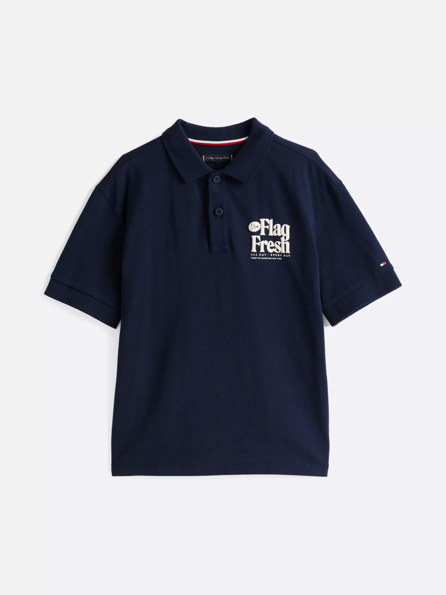 Tommy Hilfiger Regular Fit Poloshirt mit Slogan-Print hinten DARK NIGHT NAVY Hot