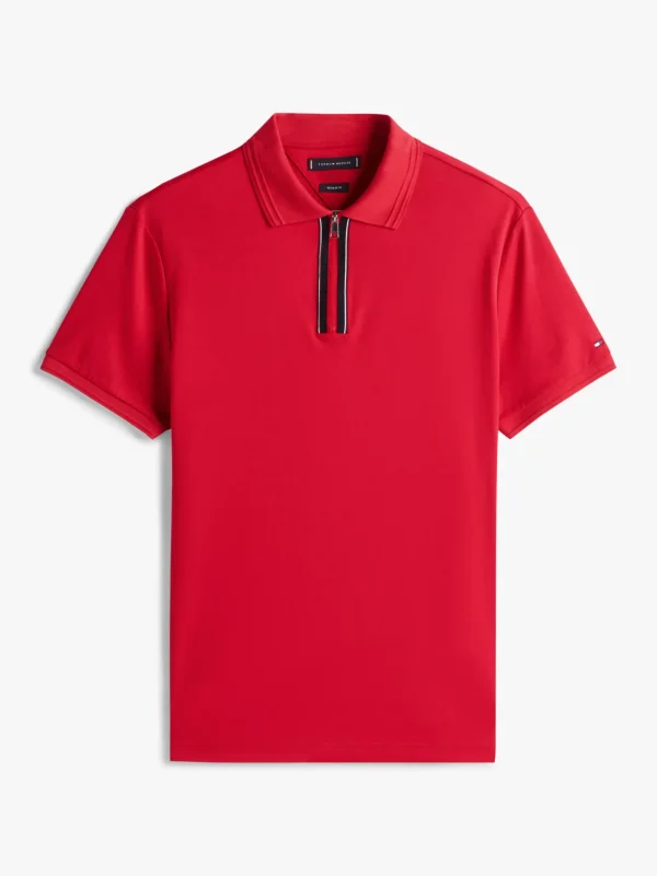 Tommy Hilfiger Regular Fit Poloshirt mit Reißverschluss MEDIUM RED Online