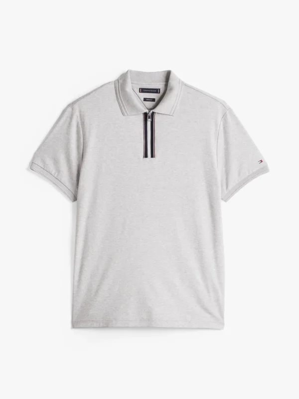Tommy Hilfiger Regular Fit Poloshirt mit Reißverschluss LIGHT GREY HEATHER Cheap