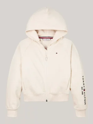 Tommy Hilfiger Reißverschluss-Hoodie mit aufgesticktem Logo HEATHERED OAT Hot