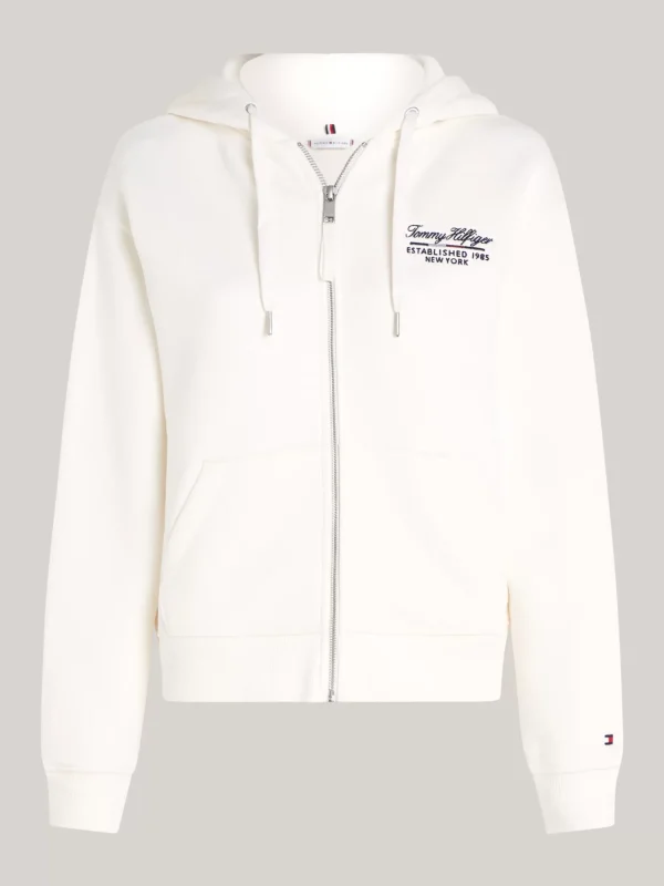 Tommy Hilfiger Reißverschluss-Hoodie mit Schreibschrift-Logo ANCIENT WHITE Shop