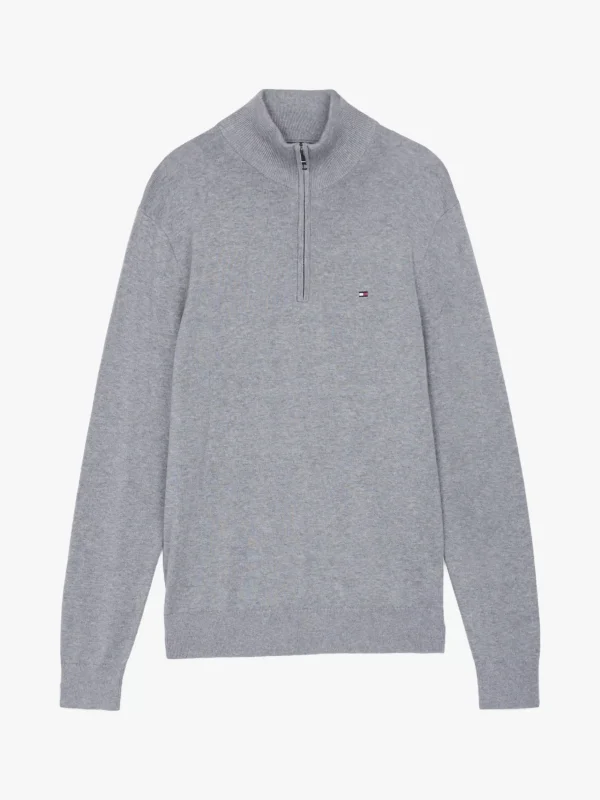 Tommy Hilfiger Reißverschluss-Pullover mit Mock-Rollkragen MEDIUM GREY HEATHER Best Sale