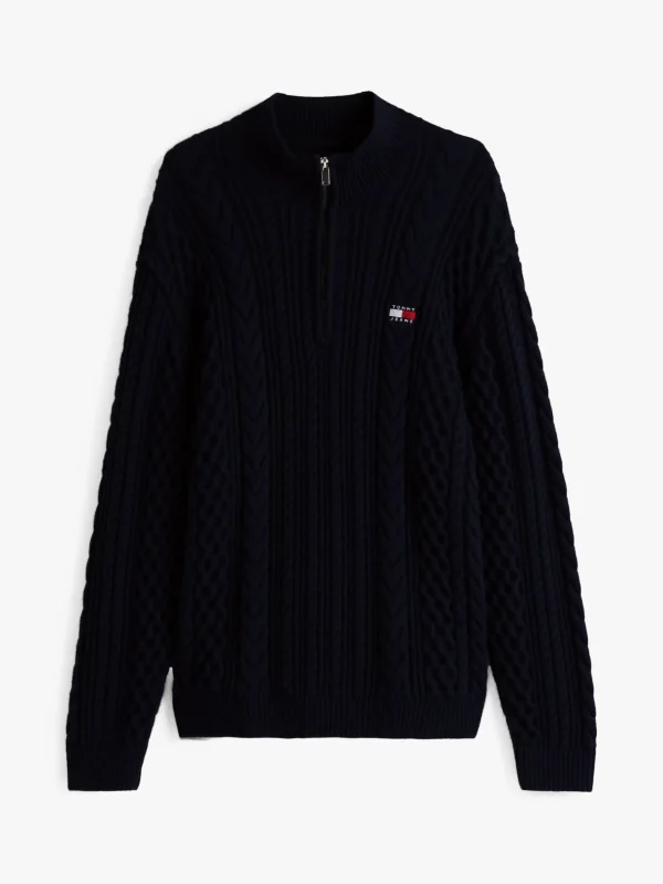 Tommy Hilfiger Reißverschluss-Pullover mit Wolle DARK NIGHT NAVY Clearance