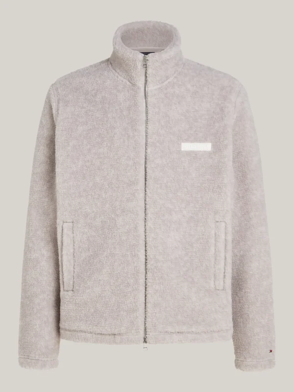 Tommy Hilfiger Reißverschluss-Sweatshirt aus Teddy-Fleece HEATHERED PEBBLE New