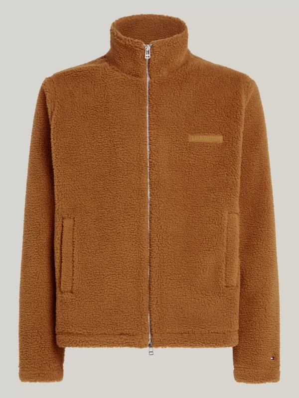 Tommy Hilfiger Reißverschluss-Sweatshirt aus Teddy-Fleece COUNTRY BROWN Flash Sale