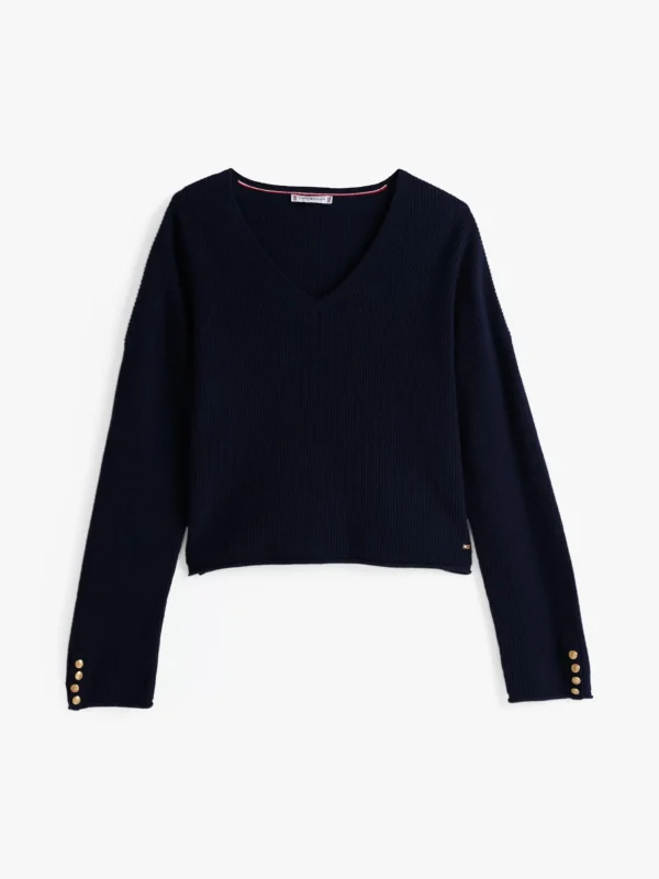Tommy Hilfiger Relaxed Cropped Fit Pullover mit Wolle DARK NIGHT NAVY Cheap
