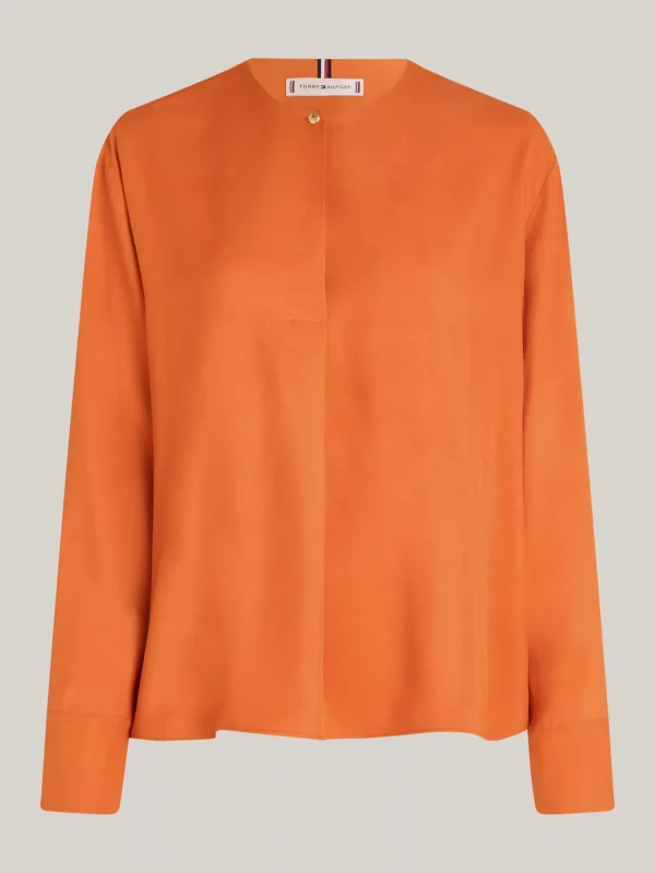 Tommy Hilfiger Relaxed Fit Bluse mit geprägtem Knopf AUTUMN ORANGE Store