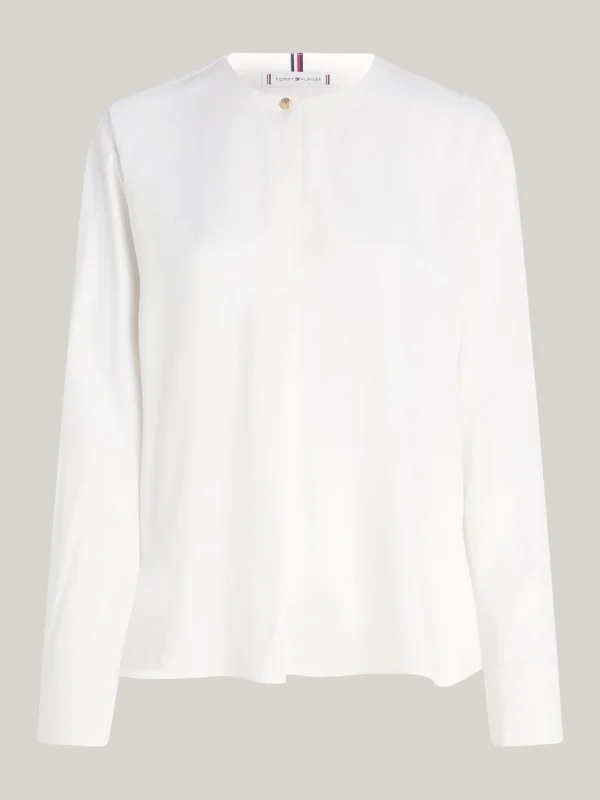 Tommy Hilfiger Relaxed Fit Bluse mit geprägtem Knopf ANCIENT WHITE Clearance