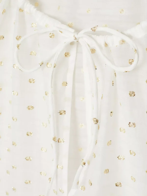 Tommy Hilfiger Relaxed Fit Bluse mit Metallic-Stickereien FIL COUPE WHITE/ GOLD Clearance