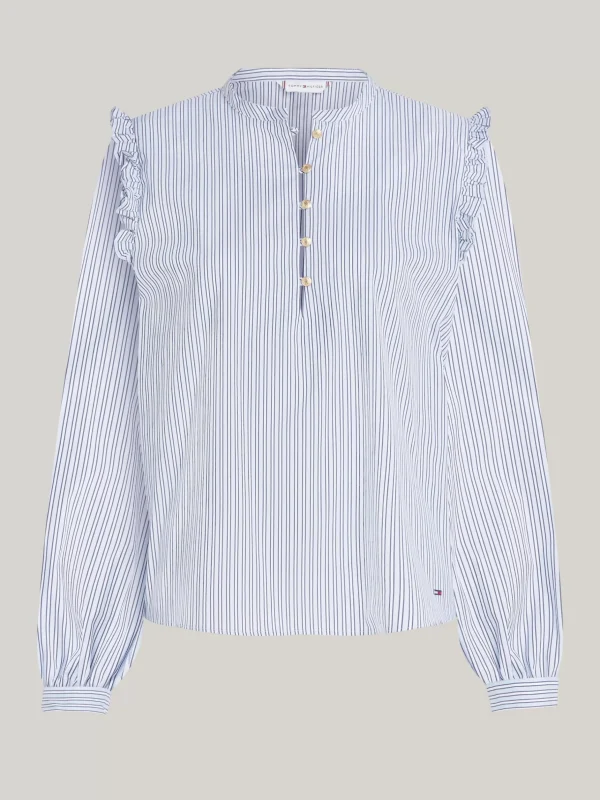 Tommy Hilfiger Relaxed Fit Bluse mit Rüschen IVY STP/ VESSEL BLUE Cheap