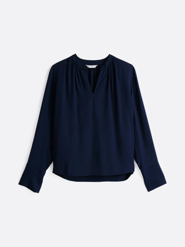 Tommy Hilfiger Relaxed Fit Bluse mit V-Ausschnitt und Raffung DARK NIGHT NAVY Flash Sale