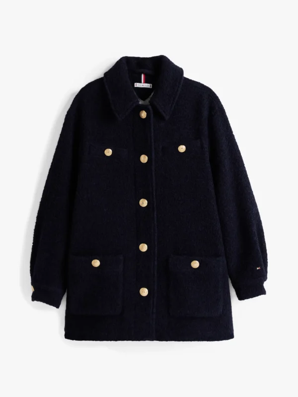 Tommy Hilfiger Relaxed Fit Bouclé-Shacket aus Wollmix DARK NIGHT NAVY Discount
