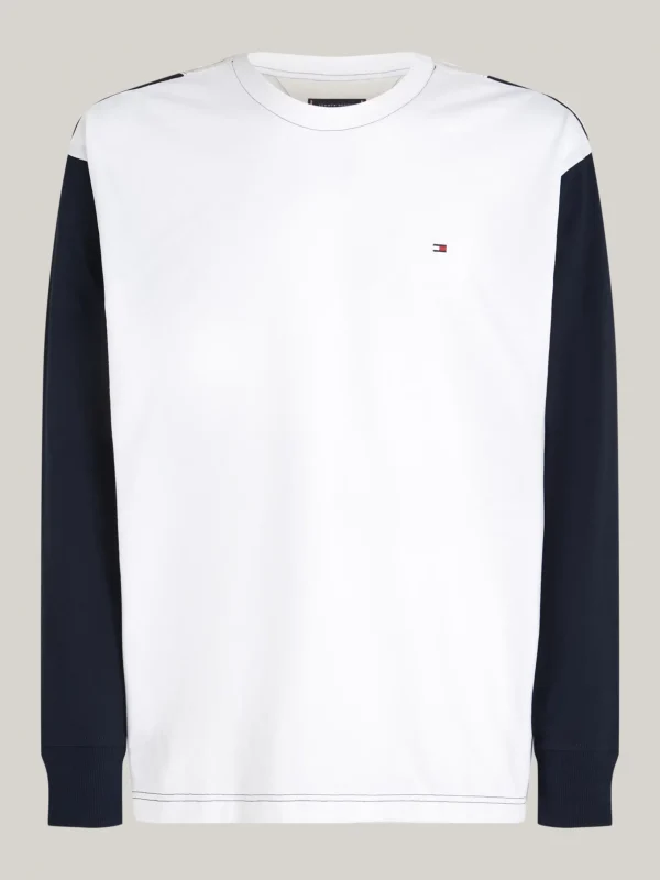 Tommy Hilfiger Relaxed Fit Color Block-Langarmshirt WHITE Best