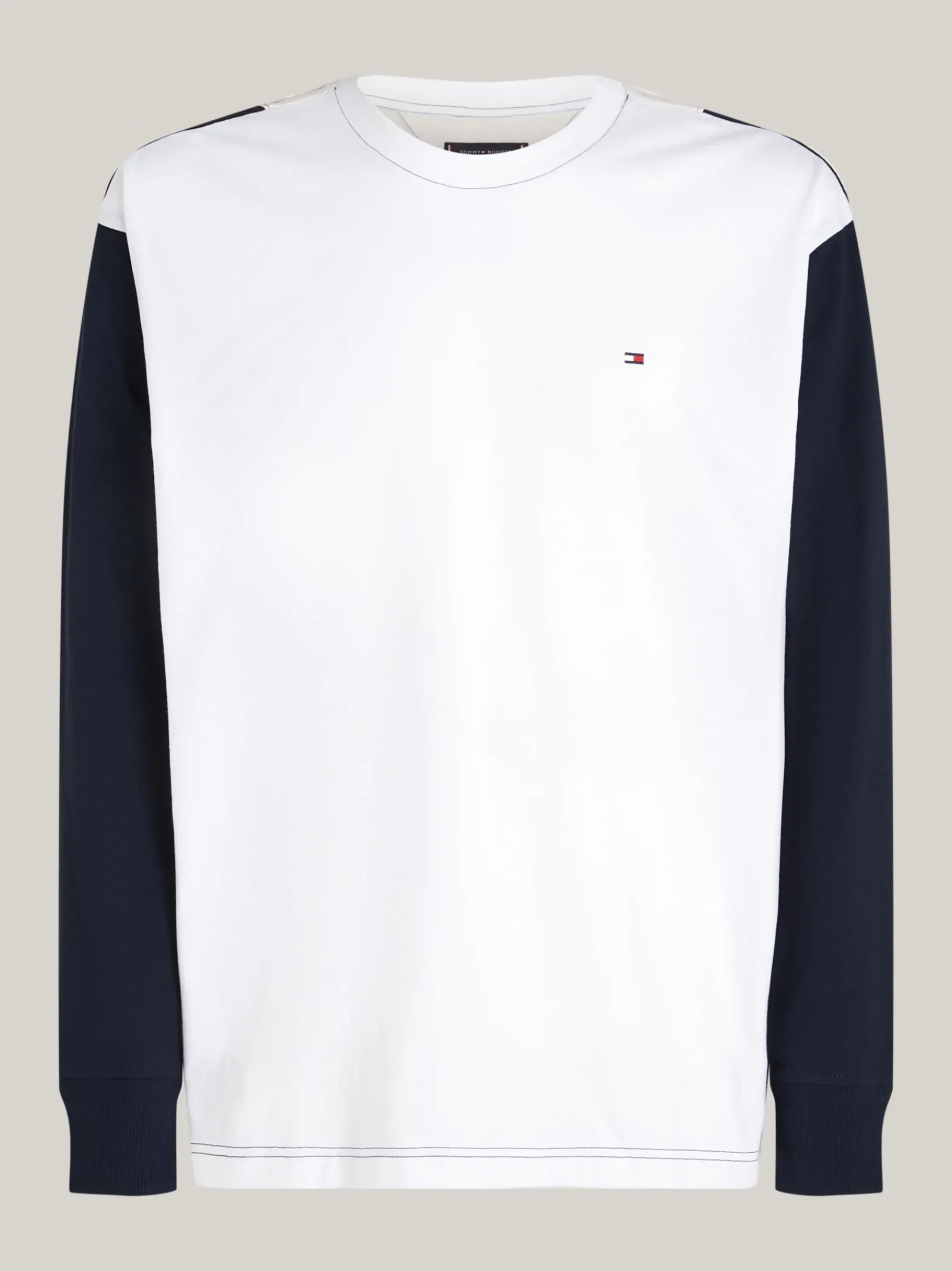 Tommy Hilfiger Relaxed Fit Color Block-Langarmshirt WHITE Best