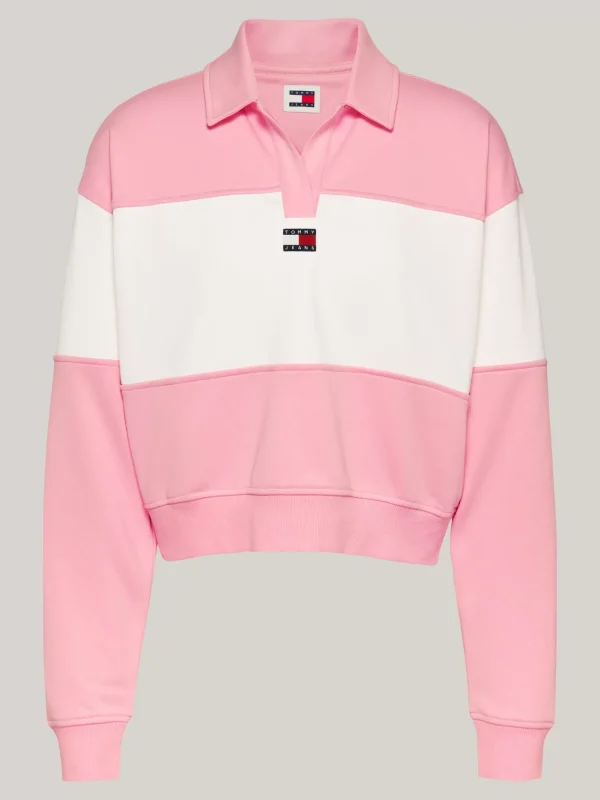 Tommy Hilfiger Relaxed Fit Color Block-Sweatshirt mit Kragen BALLET PINK / MULTI Fashion