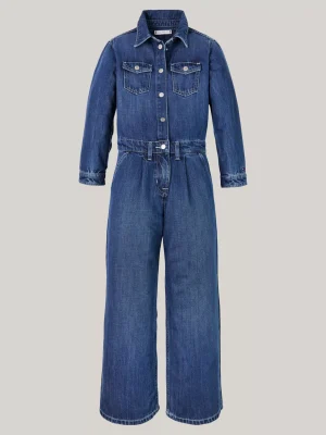 Tommy Hilfiger Relaxed Fit Denim-Jumpsuit mit weitem Bein DARKUSEDLYOCELL Outlet