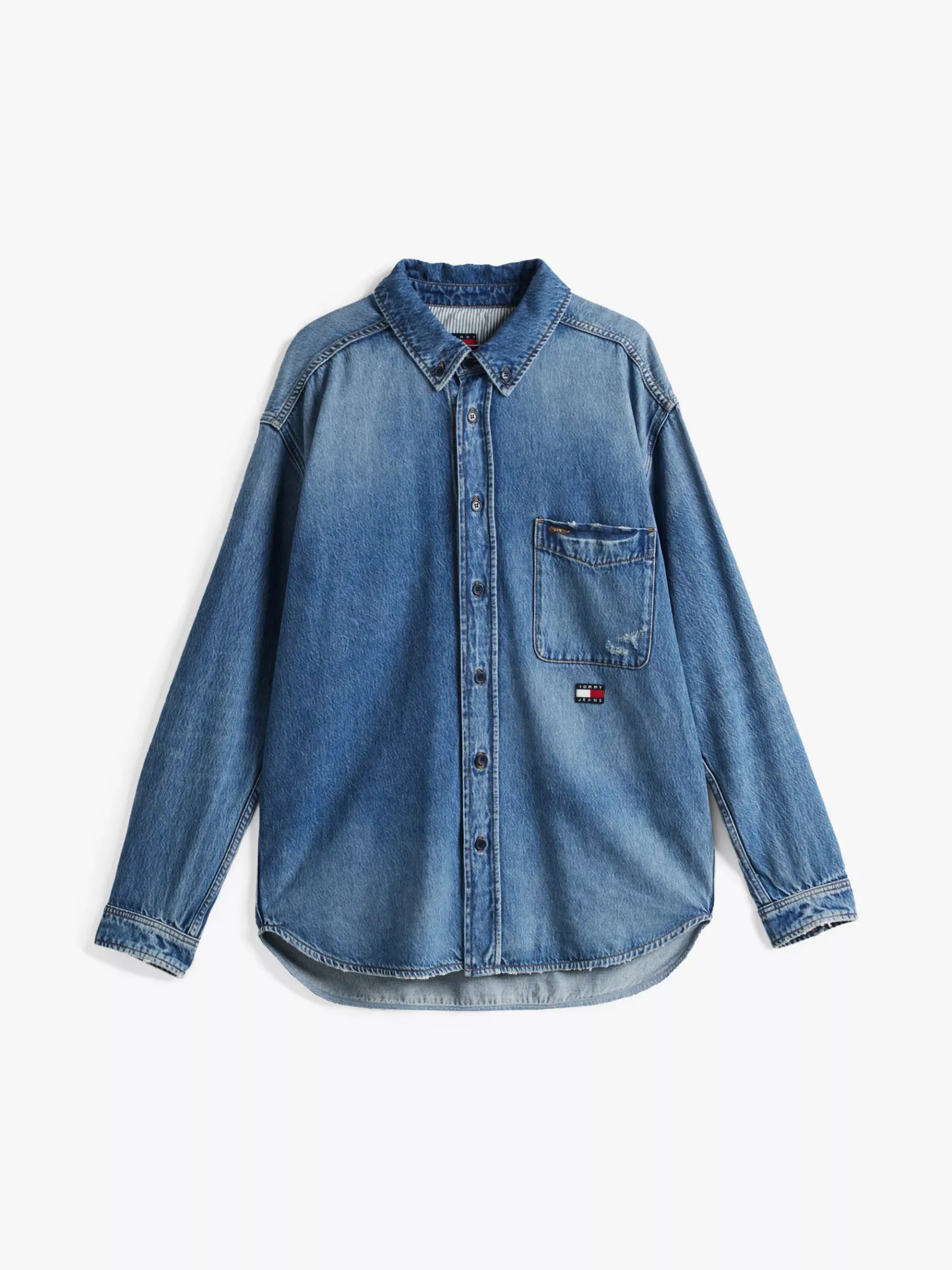 Tommy Hilfiger Relaxed Fit Denim-Overshirt mit Used Look DENIM MEDIUM Shop