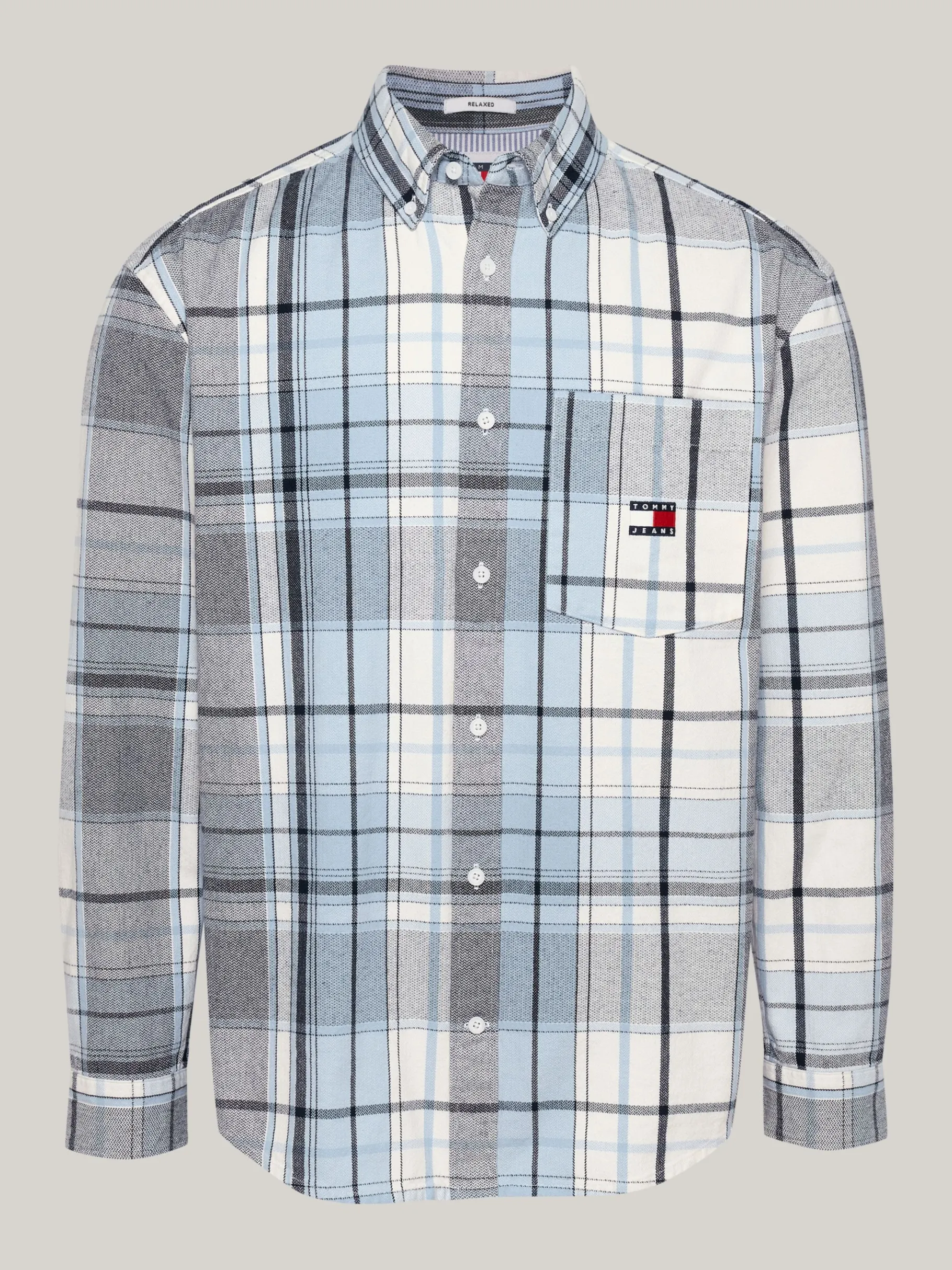 Tommy Hilfiger Relaxed Fit gebürstetes Flanell-Hemd mit Logo ANCIENT WHITE / MULTI Best Sale