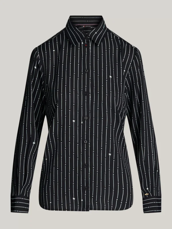 Tommy Hilfiger Relaxed Fit gestreiftes Hemd mit Sternenprint BLACK MOUNTAIN STARDUST Discount