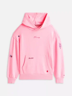 Tommy Hilfiger Relaxed Fit Hoodie mit aufgestickten Sternen PINK SUGAR Flash Sale