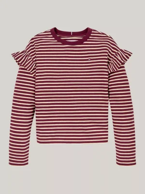 Tommy Hilfiger Relaxed Fit Langarmshirt mit Metallic-Streifen DEEP ROUGE STRIPE Cheap