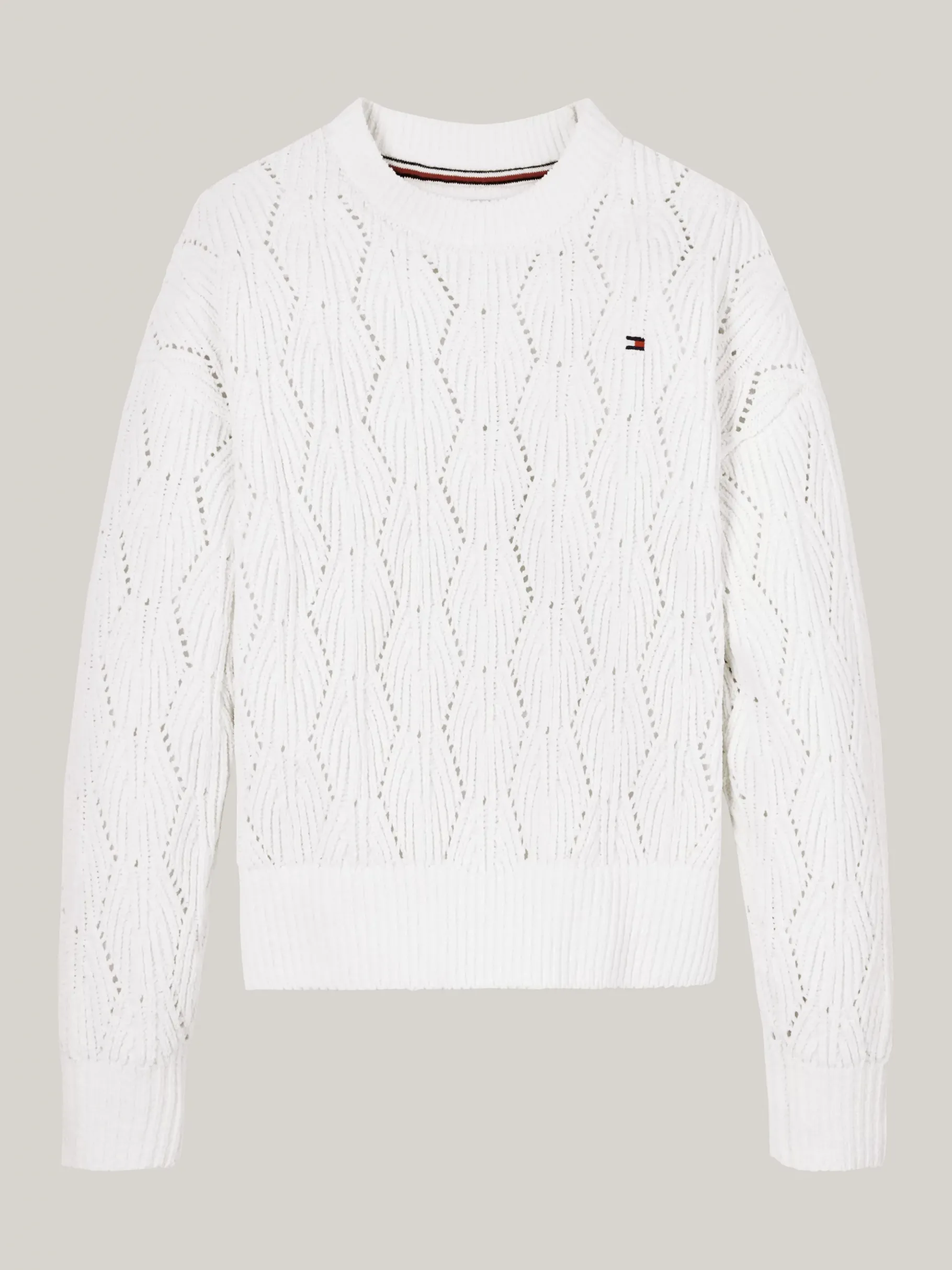 Tommy Hilfiger Relaxed Fit Lochstrick-Pullover aus Chenille IVORY PETAL Discount