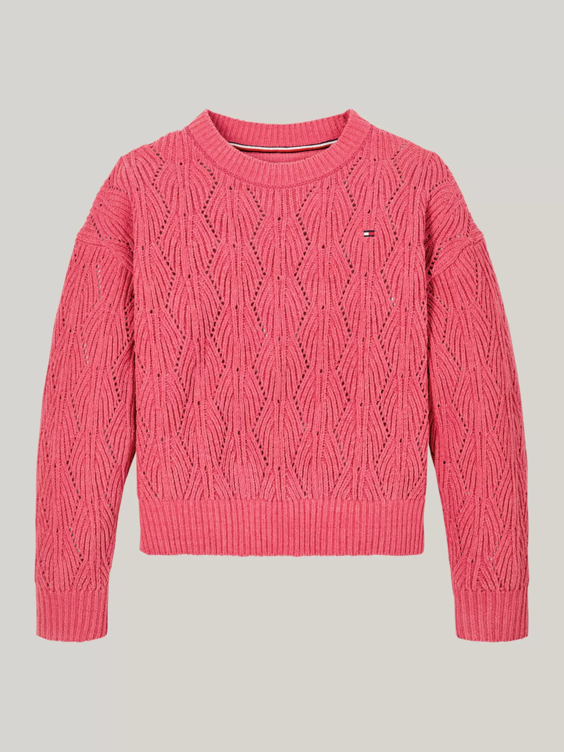 Tommy Hilfiger Relaxed Fit Lochstrick-Pullover aus Chenille HERITAGE PINK Cheap