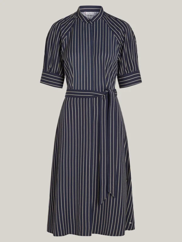 Tommy Hilfiger Relaxed Fit Midi-Hemdkleid mit Seil-Streifen ROPE STP/ DESERT SKY Hot