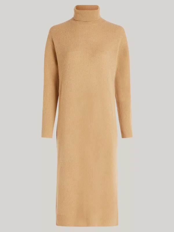 Tommy Hilfiger Relaxed Fit Midi-Pulloverkleid mit Kaschmir CLASSIC KHAKI Cheap