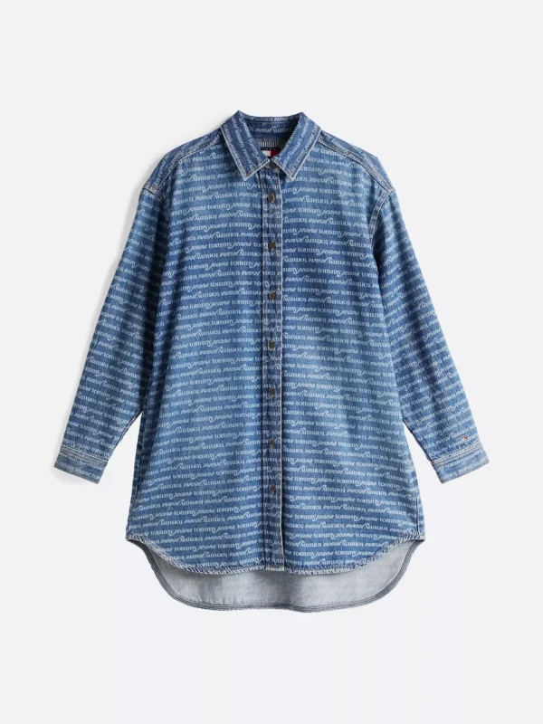 Tommy Hilfiger Relaxed Fit Mini-Hemdkleid aus Denim DENIM DARK Discount